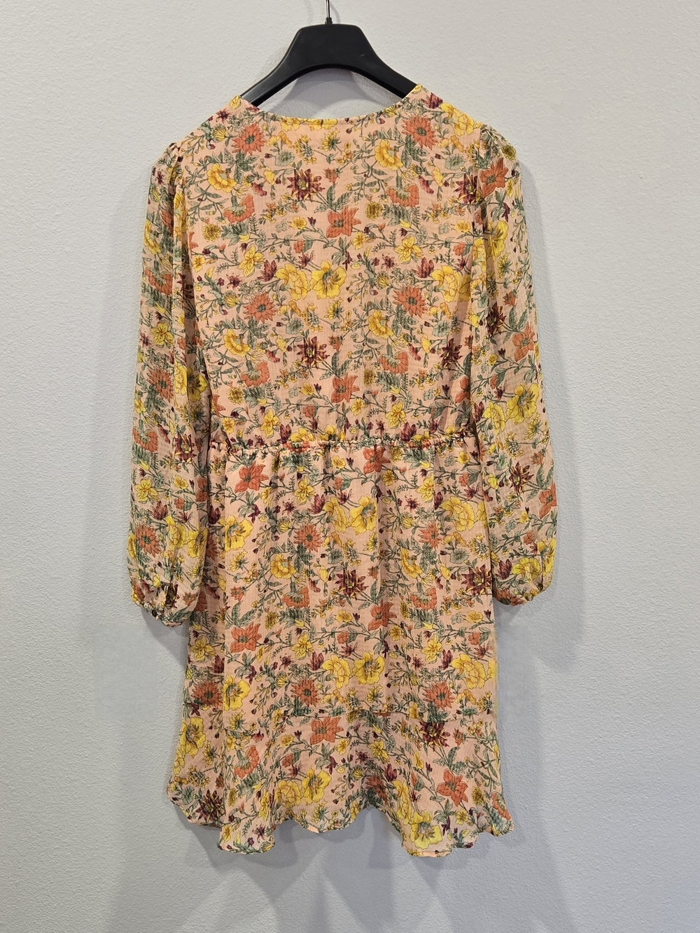 LOFT Peach Floral Dress with Yellow Blooms Size L - Picture 2 of 5